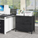 Lateral File Cabinet with 4 Drawers Farmhouse File Cabinet for Letter/Legal/A4 Size Hanging Files, Large Wood File Storage Cabinets Printer Stand for Home Office Cabinet, Black Halitaa