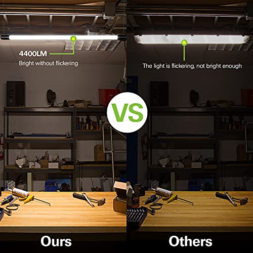 10 Pack 4FT Linkable LED Utility Light Fixture, 4400lm, 42W, 5000K Daylight for Workshop, Garage, Hanging or Surface Mount, with Power Cord, ETL hykolity