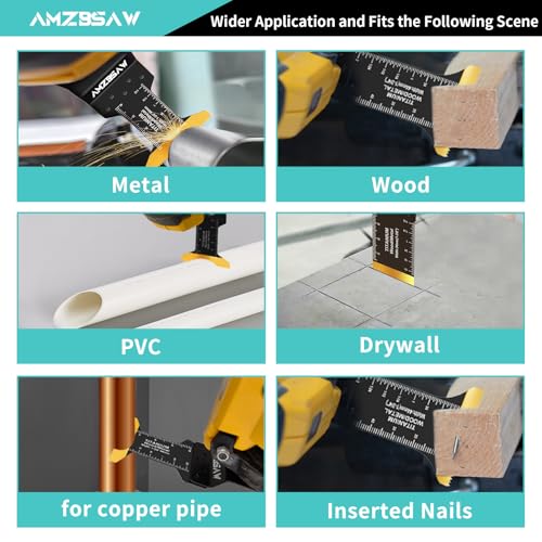 AMZBSAW 110PCS Oscillating Saw Blades Set, Professional Titanium Oscillating Tool Blade for Metal Wood Plastics, Quick Release Multi Tool Blades Kits Fit Bosch Dewalt Milwaukee Ryobi AMZBSAW