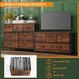 Horshod Dresser for Bedroom, 5 Storage Drawers, Wide Fabric Closet Chests Organizer Tower Furniture with Wooden Top Metal Frame for Clothes, Kids Room, Living Room, Hallway, Entryway Horshod