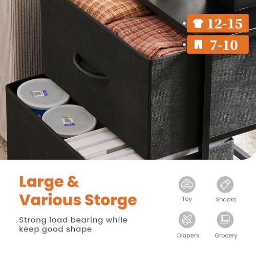 Sweetcrispy Nightstand Small Dresser with 2 Fabric Drawers Side Bedroom End Table Kids Bedside Storage Furniture for 20" Tall Night Stand for Closet, Entryway, College Dorm, Black Sweetcrispy