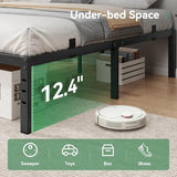 BedsPick 14 Inch Queen Bed Frame, Metal Platform Bed Frame Queen Size with 6 Anti-Slip Mattress Retainers, Heavy Duty Sturdy Mattress Foundation, Easy Assembly, Noise Free, No Box Spring Needed, Black BedsPick
