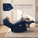 EONIX Dual Motor Power Swivel Rocking Recliner Chair for Living Room, Armless Oversized Shell Shape Lazy Boy Rocker Recliner, Plush Fabric Thickened Cushion, Elevated Soft and Comfort, Navy Blue