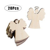 Amosfun 20Pcs Wooden Angel Shaped Pendants DIY Christmas Hanging Ornaments for Xmas Tree Amosfun