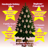 Christmas Embroidery Ornament Kit, 12PCS DIY Hand Embroidery Set for Beginners & Adults, Complete Holiday Craft Kit with Threads, Needles & Instructions, Festive Tree & Gifts Decor (Red)