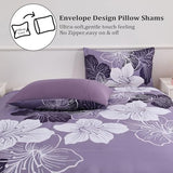 Menghomeus Queen Comforter Set Dark Purple Floral Bedding Comforter Sets - Soft Microfiber Bed Comforter Set for All Season, 3 Piece Botanical Flowers Comforter, Pillowcases Menghomeus