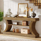 Tribesigns 70.9-Inch Long Farmhouse Entryway Console Table with Storage, 3-Tier Wooden Couch Table Behind Sofa, for Entry, Entrance, Hallway, Foyer, Living Room, Rustic Brown Tribesigns