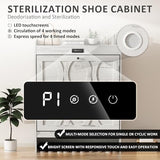 VFF Deodorizing Storage 2 Flip Drawers, LED Touchscreen Freestanding Organizer with Wooden Leg, Narrow Shoe Rack Cabinet for Hallway, Bedroom and Entryway, 31.5 x 9.5 x 41.57 inches, Rustic White VFF