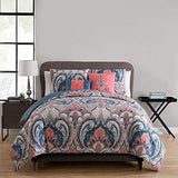 VCNY Home - King Comforter Set, 5-Piece Reversible Bedding with Matching Shams & Pillows, Paisley Room Decor (Casa Re'al Coral, King) VCNY Home