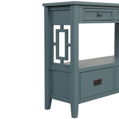 YWUFUART 36 "Farmhouse Narrow Long Solid Wood Console Entry Table for Living Room Bedroom Hallway Kitchen (Blue) YWUFUART