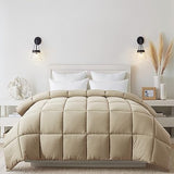 Cosybay Down Alternative Comforter (Beige, Full) - All Season Soft Quilted Full Size Bed Comforter - Duvet Insert with Corner Tabs -Winter Summer Warm Fluffy, 82x86 inches Cosybay