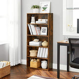 VASAGLE 5-Tier Adjustable Bookshelf in Rustic Brown - Stylish Floor Standing Unit VASAGLE