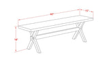 East West Furniture X-Style Mid Century Modern Dining Bench with Solid Wood Seat, 60x15x18 Inch, XB076 East West Furniture