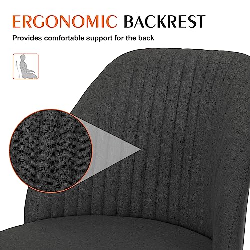 Sweetcrispy Armless Office Chair, Modern Fabric Home Office Desk Chairs with Wheels Adjustable Swivel Task Computer Vanity Seat for Small Spaces Sweetcrispy