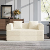 HouseMila 59" Boneless Couch,4-in-1 Futon Sofa Bed Modular Loveseat Sleeper Folding Compressed Couch with Pillows,No Assembly Required Convertible Sofa Bed for Living Room Bedroom Guest Room,Beige HouseMila