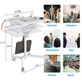 Lipo Mobile Sit Stand Desk - Height Adjustable Standing Laptop Desk Cart Rolling Couch Table on Wheels White Workstation with Gas Spring Riser for Home Office Classroom Lipo