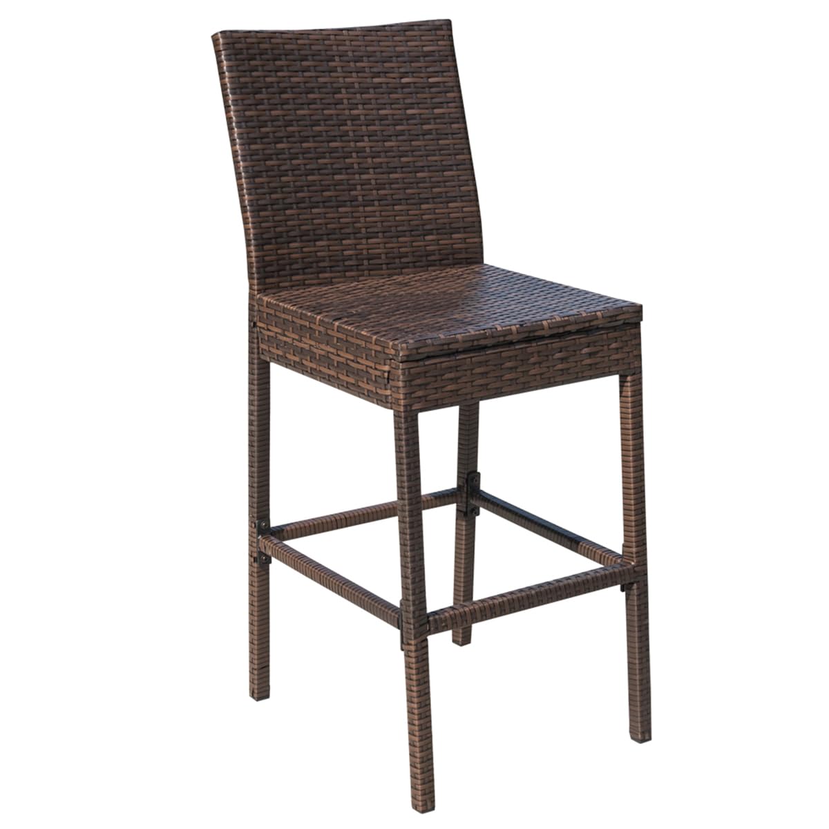 Sundale Outdoor Wicker Bar Stool Set of 4, 30 Inch Seat Height Patio Counter Height Stool with Back Rest, Rattan Woven Tall Chair with Pillow & Blue Cushion, High Bar Stool - Steel, Brown Sundale Outdoor