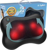 Zyllion Shiatsu Back and Neck Massager with Heat - 3D Electric Kneading Deep Tissue Massage Pillow for Muscle Pain Relief, Black, ZMA-13 Zyllion