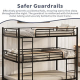 NestLude Triple Bunk Bed Heavy Duty, Twin-Size Metal Bunkbeds with Ladder, Family-Friendly for All Ages, Bedroom, No Box Spring Needed, Easy Assembly (Black) NestLude
