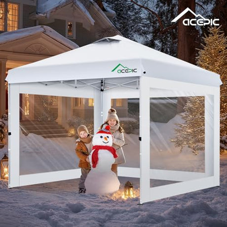 Acepic Clear Canopy Sidewalls for 10x10 Pop Up Tent, Transparent Window Curtain Cloth, 8 Mil PVC Enclosure Fabric with Zipper, 3Pack Sidewalls Only, (White) Acepic