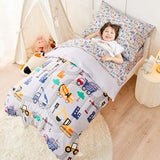 lasoftan Construction Toddler Bedding Set for Boys, 4 Piece Bed-in-a-Bag Toddler Comforter Sets, Excavator, Cars Printed, Super Soft and Comfortable Microfiber Todeeler Bed Set lasoftan