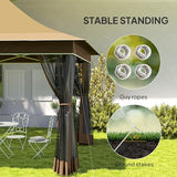 Outsunny 12 x 12 ft. Pop Up Canopy Tent with Mesh Netting, UPF50+ Instant Sun Shelter with Carry Bag, Height Adjustable Party Tent Instant Event Shelter for Garden, Patio, Beige Outsunny