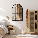 HQiJun Wall Mirror Window Decorative Mirrors Arched Farmhouse for Living Room Bedroom Entryway Bathroom Vanity (19.7” x31.5” x0.9”) HQiJun
