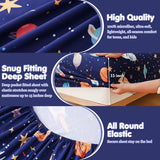 CIMVI Twin Sheets Set for Boys Space Rocket Universe Bed Sheets for Kids 3 Pieces Soft Microfiber Bed Sets with Deep Pocket Cartoon Bedding for Children Kids (Space, Twin) CIMVI