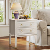 Huuger 27.6 Inch Tall Nightstand with Charging Station, USB-C Port, Larger Night Stand Set of 2, Bedside Table with 2 Drawers, 11.4 Inch Raised Legs, Side Tables End Tables, for Bedroom, White Huuger