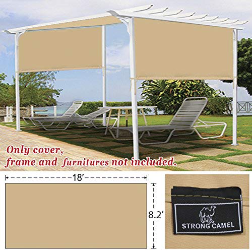18' x 8.2' Universal Replacement Canopy Top Cover for Pergola Structure (Beige) Strong Camel