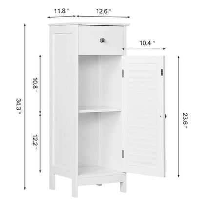 Yaheetech White Bathroom Storage Cabinet with Drawer and Shutter Door - Versatile Organizer Unit for Any Room - WoodArtSupply