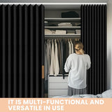 JILRON Accordion-Style Room Divider with Ceiling Track - Foldable Partition Curtain, Easy Installation(Black 100" W x 84" L-Pack of 1) Jilron