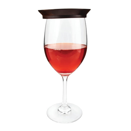 Twine Wooden Farmhouse Wine Glass Topper Appetizer Plates, Drink Cup Covers, Rustic Wine Glass Covers, Wine Accessories, Set of 4, Mahogany Twine