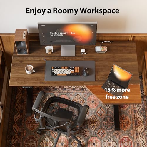 Agilestic Electric Standing Desk, L-Shaped 55 Inches Height Adjustable Desk, Sit and Stand up Desk for Work Office Home, Ergonomic Rising Computer Table for Home Office with Splice Board, Dark Walnut Agilestic