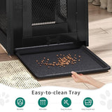 YITAHOME Dog Crate Furniture with Dual USB Charger, Wooden Dog Kennel End Table with Cushion Tray, Drawer for Small Dogs Under 25 lbs Indoor Use, Black YITAHOME