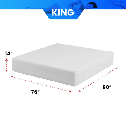 FDW 14 inch Gel Memory Foam Mattress Medium Firm Mattresses for Cool Sleep Relieving No Fiberglass CertiPUR-US Certified Mattress in a Box,King