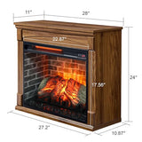 Innoflame 28" Electric Fireplace with Mantel, Freestanding Fireplaces with Realistic Flame & Logs, Remote Control, Timer, Adjustable 4 Flame Brightness, Indoor Fireplace for Living Room & Bedroom Innoflame