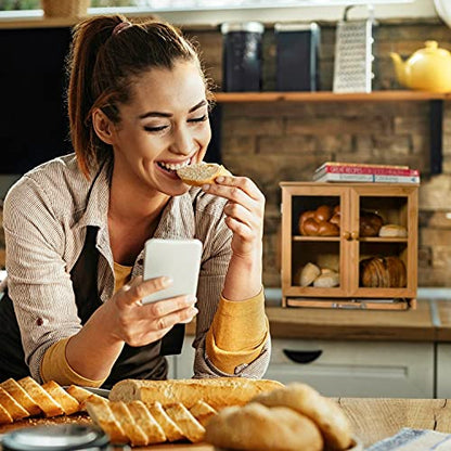 LuvURkitchen Large Wooden Bread Box For Kitchen Countertop, Comes With Thick Bamboo Cutting Board And Stainless Steel Bread Knife. Rustic Bamboo Bread Box With Adjustable Shelf. (easy Self-assembly)