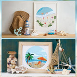 4 Set Ocean Embroidery Kit for Beginners Adults Embroidery Starter Kit Ocean Beach Pattern Spring Summer Hand Crewel Embroidery Kit Cross Stitch Kit Include Instruction 2 Hoops Color Threads Needles