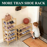 Smiry Bamboo Shoe Rack 3-Tier, Stackable Wooden Shoe Organizer for Entryway & Closet, Free Standing Wood Shoe Storage Shelf for Front Door & Small Spaces, Natural Smiry