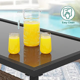 YITAHOME 4-Piece Patio Furniture Wicker Outdoor Bistro Set, All-Weather Rattan Conversation Loveseat Chairs for Backyard, Balcony and Deck with Soft Cushions and Metal Table (Light Brown+Gray) YITAHOME