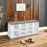 PayLessHere Shoe Bench Storage Bench Entryway Bench Shoe Storage Organizer, 11.8 x 40.9 x 20.7 Inches, with Cushion and 10 Adjustable Compartments for Living Room Entryway Hallway Bedroom PayLessHere