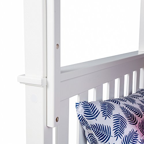 Max & Lily Bunk Bed, Twin-Over-Twin Wood Bed Frame For Kids With Trundle, White Max & Lily