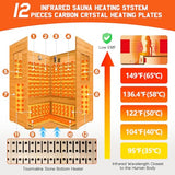 Albott Outdoor Sauna 4 Person, Infrared Saunas for Home, Low EMF 2850W/240V/20A Spruce Wood Dry Sauna with Tourmaline Stone Foot Warmer, 7-Color Light Therapy & 2 Bluetooth Speakers, 59.1"x59.1"x98.4" Albott