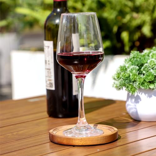 Wood Cork Coasters for Drinks Absorbent with Holder, Acacia Wood Coaster Sets Rustic Farmhouse for Coffee Table Dining Table Wooden Table Coasters for Desk, Set of 6 4.33in WLWNWFT