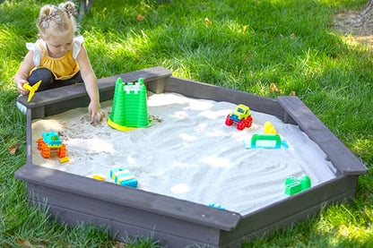 Jack & June Hexagonal Cedar Sand Box Playset - WoodArtSupply