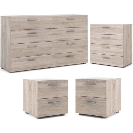 Home Square 4 Piece Bedroom Set with 8 Drawer Dresser, 4 Drawer Chest, Two 2 Drawer Nightstands in Truffle Home Square