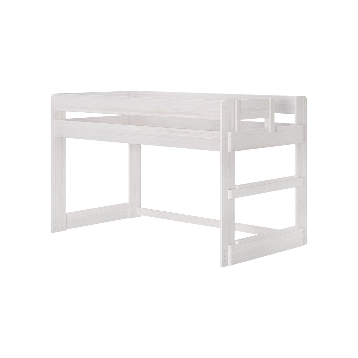 Max & Lily Modern Farmhouse Low Loft Bed, Twin Bed Frame For Kids, White Wash Max & Lily