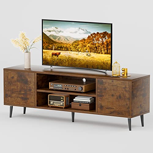 JUMMICO TV Stand for 65 Inch TV, Modern Entertainment Center with Storage Cabinet and Open Shelves, TV Console Table Media Cabinet for Living Room, Bedroom and Office (Rustic Brown) JUMMICO