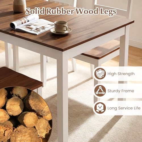 Giantex 7-Piece Dining Table Set for 6, Rectangular 60-inches Kitchen Table and 6 Dining Chairs with Rubber Wood Legs, Protective Foot Pads, Farmhouse Dinette Set for Dining Room, Restaurant (Brown) Giantex